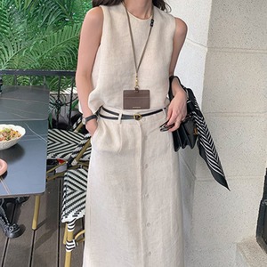 ノースリーブ&スカート リネン セットアップ/2color 3412563