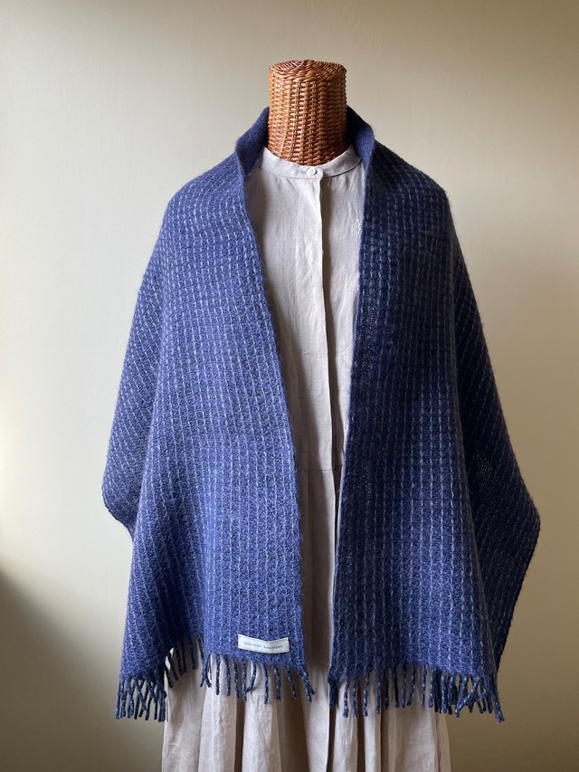 ホームスパンブランケットストール　紺
