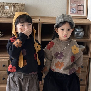 【BABY&KID】冬作フラワーニットセーター