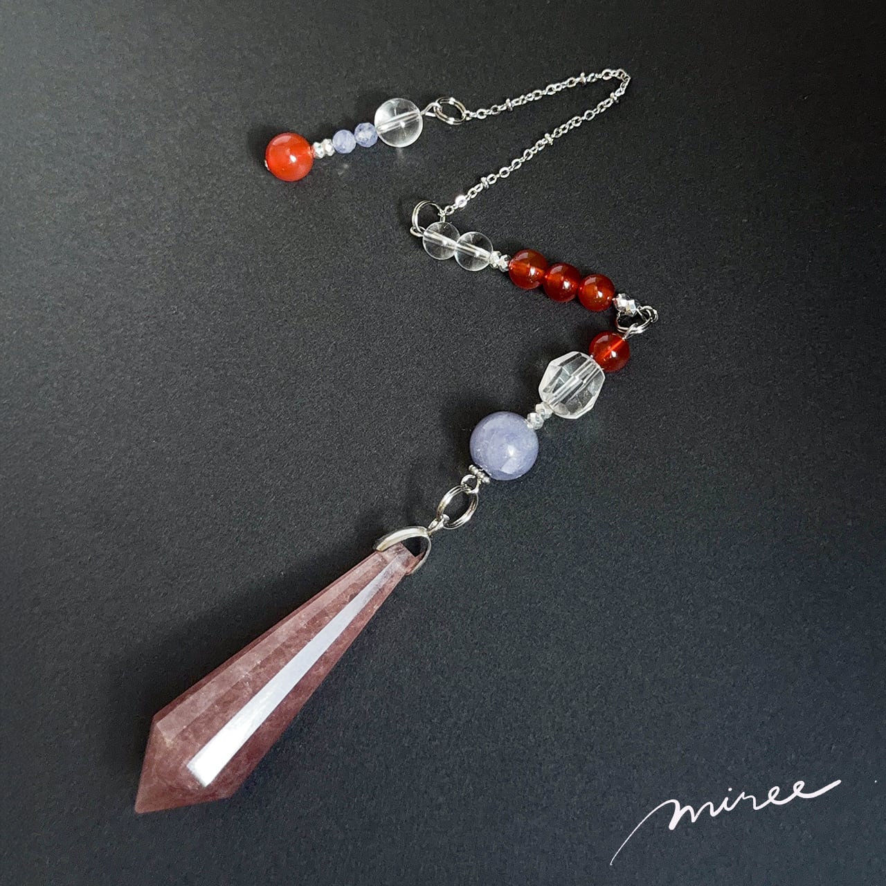 願いに素直になるペンデュラム【ストロベリークォーツ×タンザナイト】strawberry quartz pendulum_143