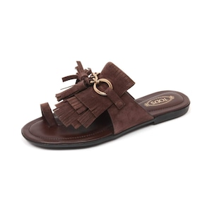 TOD'S トッズ レディース ビーチサンダル スエード ブラウン