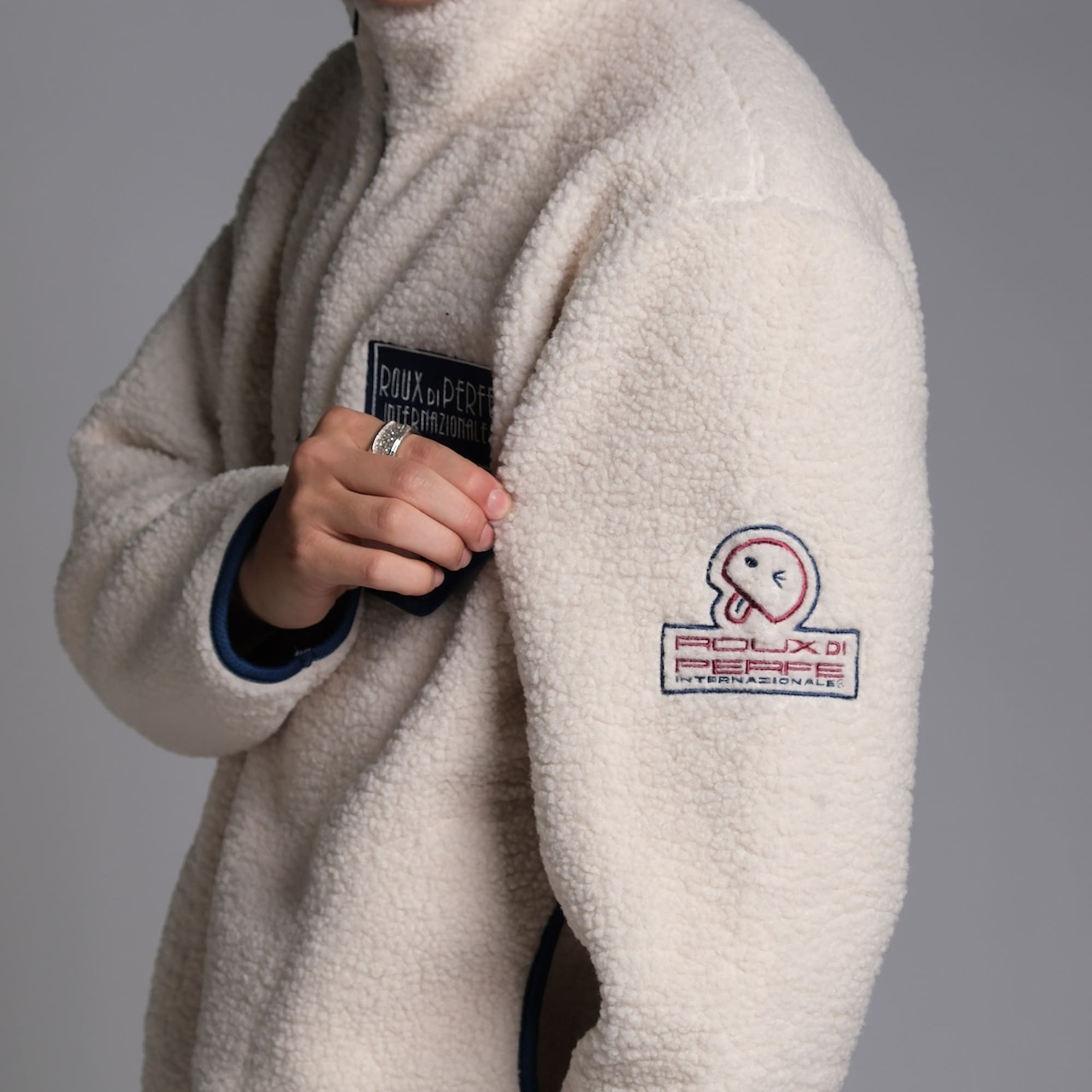 日本製ボアハーフジップブルゾン