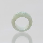 Carving NyoY 翡翠くり抜き甲丸リング A貨翡翠 jd_rg2517