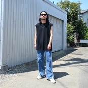 SILENCE(サイレンス) Polo S/S Shirts、デニムスタイル