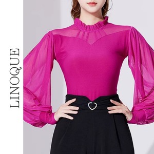 シアースリーブハイネックトップス 4color 【L00128】