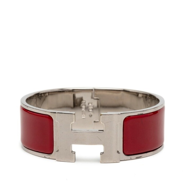 エルメス クリッククラック クリックH GM ブレスレット シルバー レッド メタル エナメル レディース HERMES 【中古】