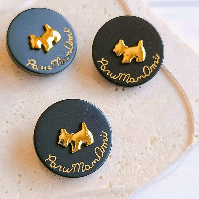 子犬ボタン(ブラック) 23mm シャンクボタン インポート 輸入