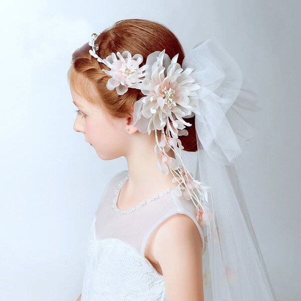 子ども用フラワーティアラ 花の冠 ヘアバンド 子供用 フォーマル 髪飾り ヘアアクセサリー キッズ 結婚式 ウェディング 発表会 入園式 卒園式 ホワイト Elegant