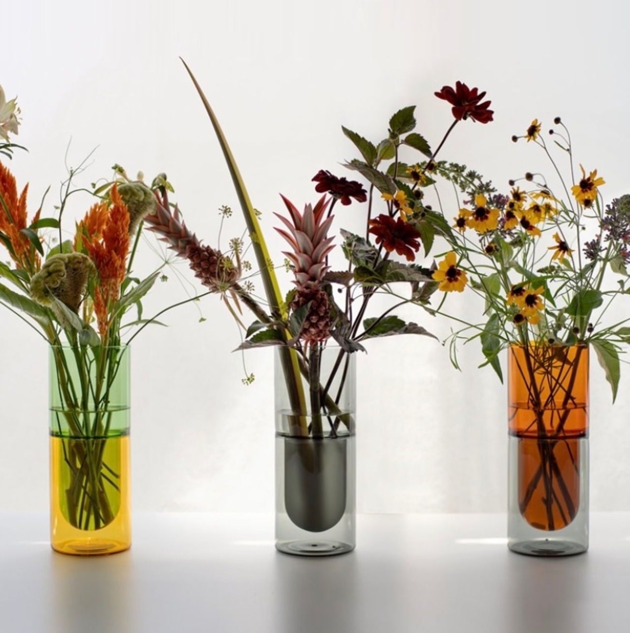 DOUBLE WALL VASE(S) アンバー×グレー