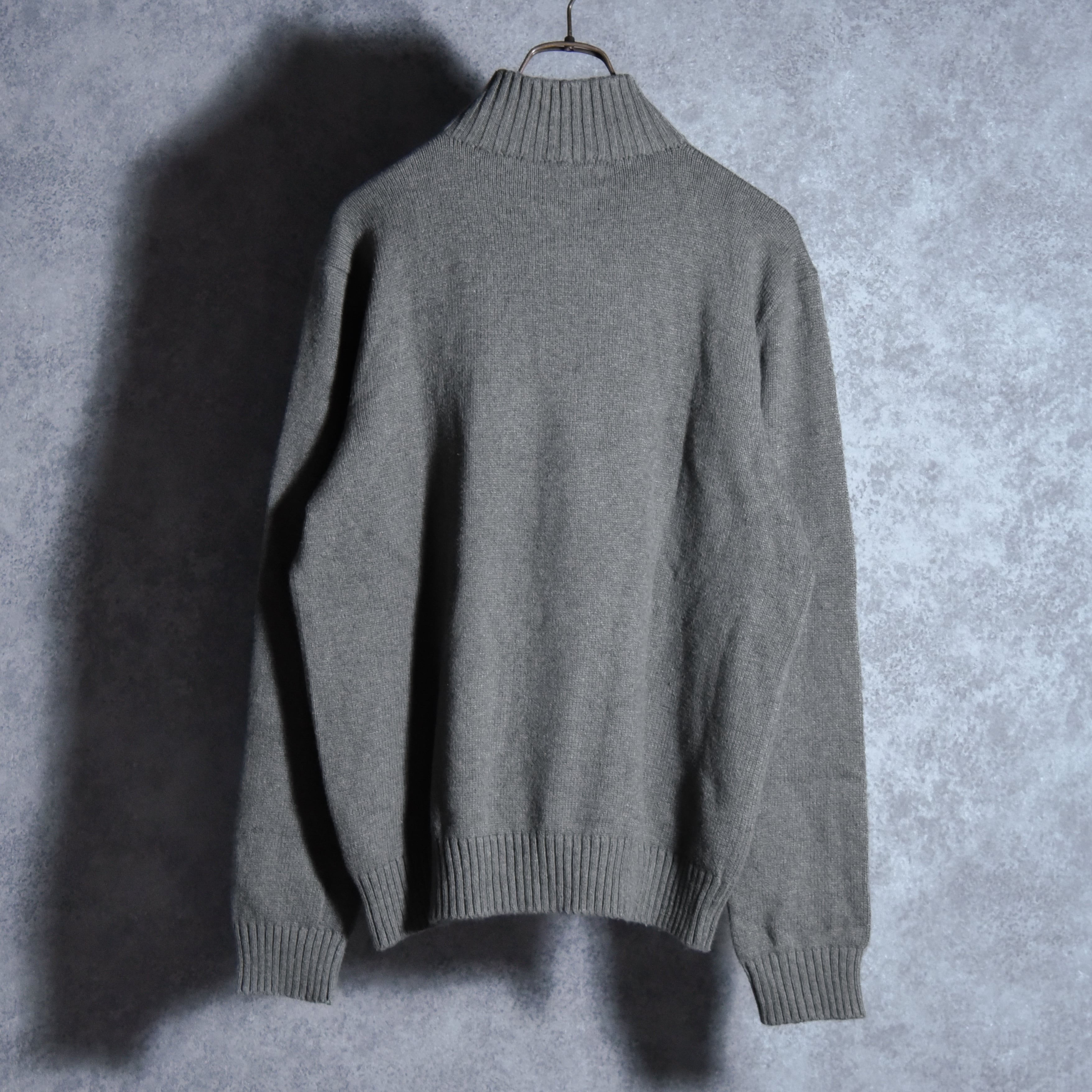 ラルフローレン 90s cotton knit XL dark grey 90s Ralph Lauren Half Zip Cotton Knit Sweater ラルフローレン