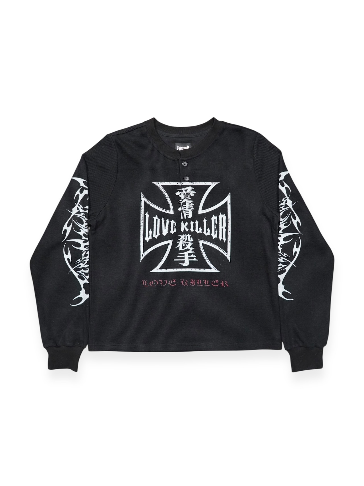 【LOVE KILLER】print thermal waffle long sleeve T-shirt