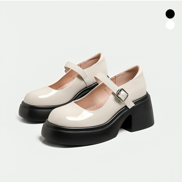 メリージェーンチャンキーヒールシューズ