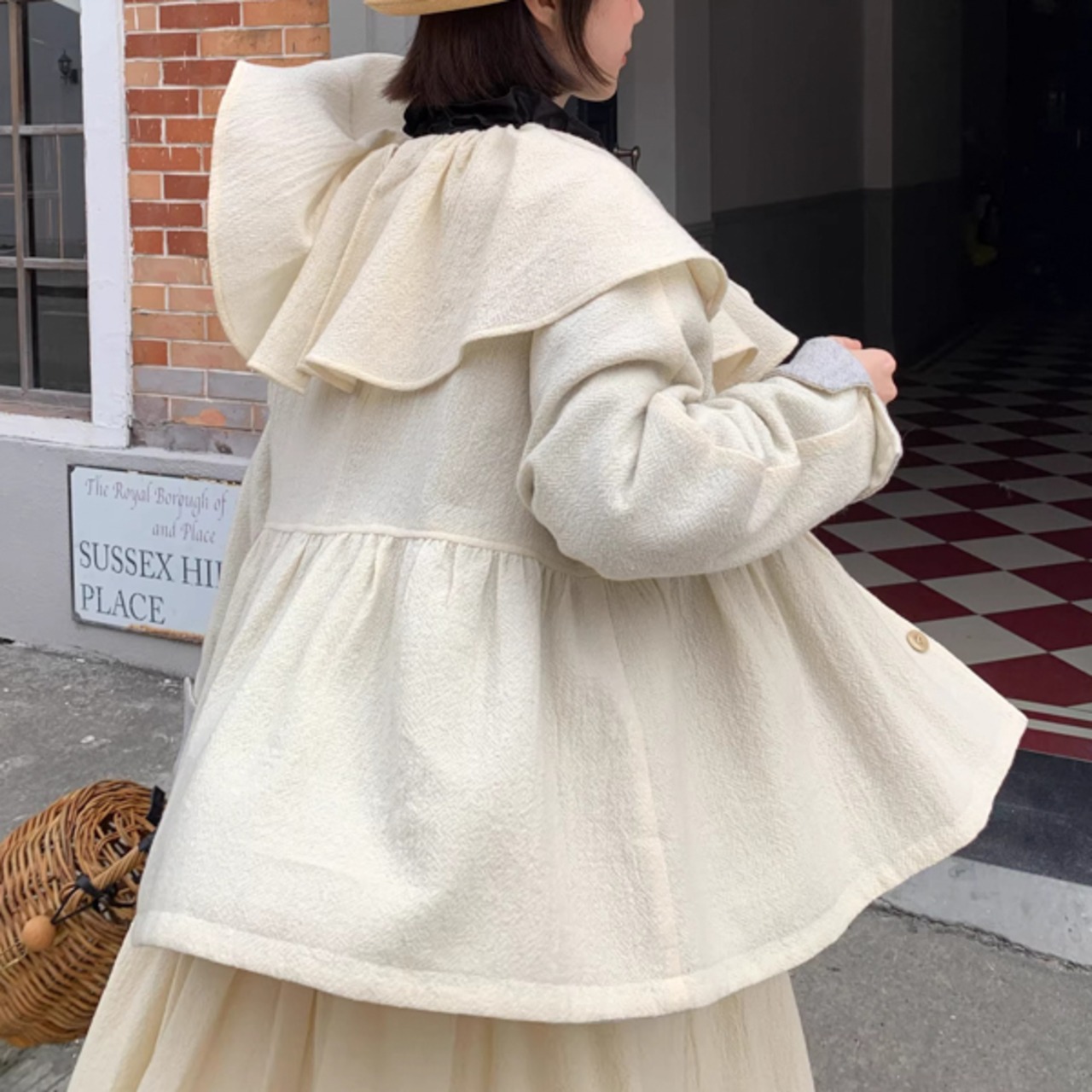 初雪と朝霧をまとうリバーシブルウールカーディガン《W0215》