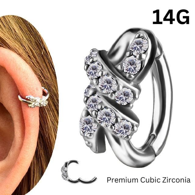 金属アレルギー 対応 ボディピアス 14G Oval Navelりぼん クリッカー