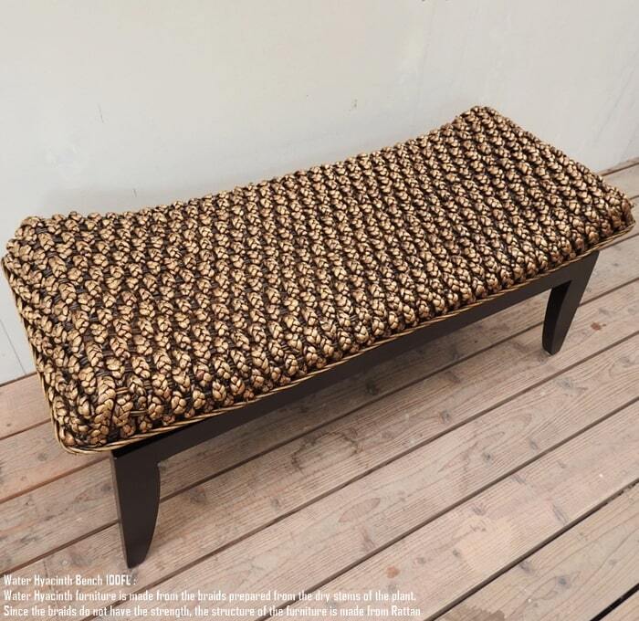 ウォーターヒヤシンス ベンチ 100cm FL DB アジアン家具 アジアン