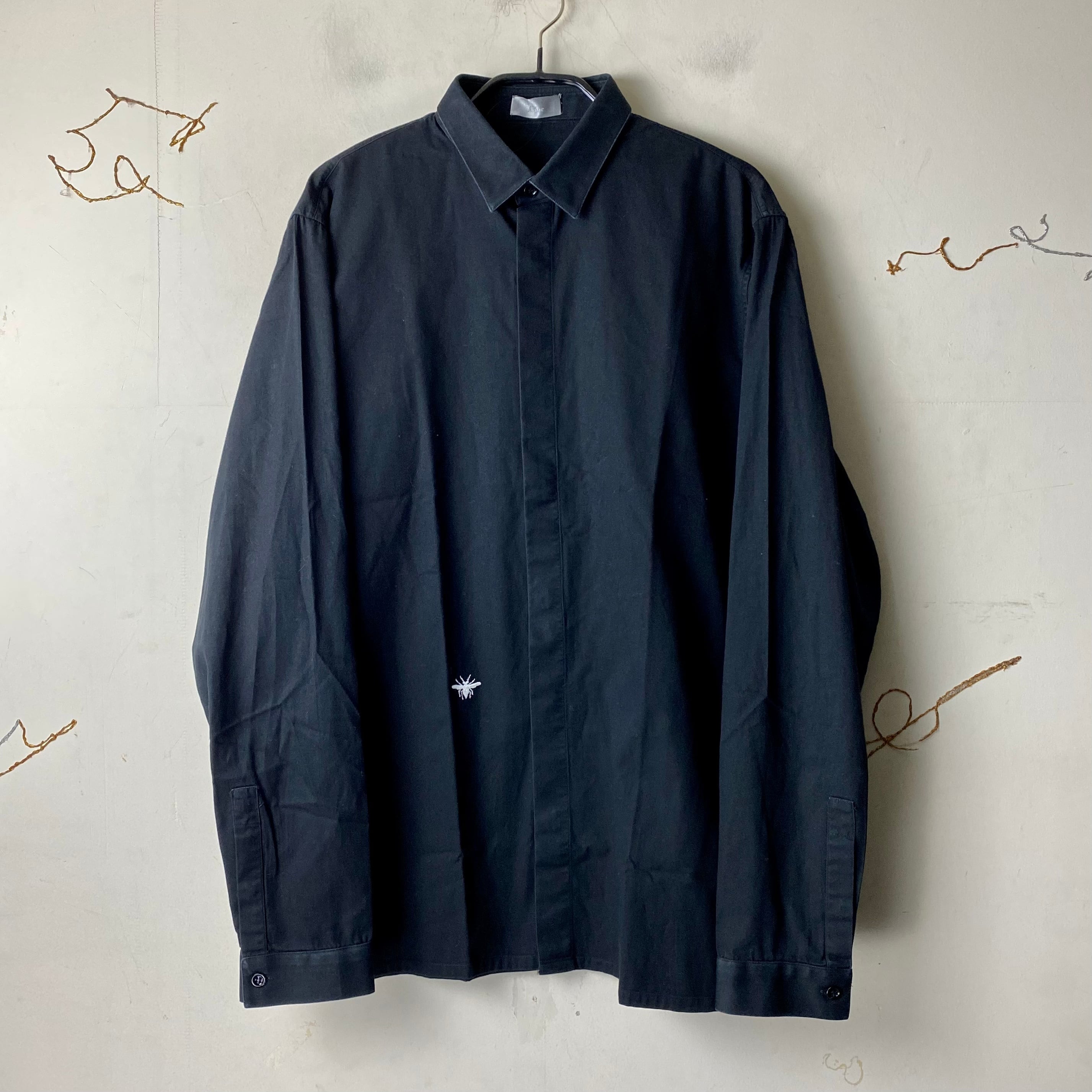 2004AW DIOR HOMME “bee” embroidery black shirt | NOIR ONLINE