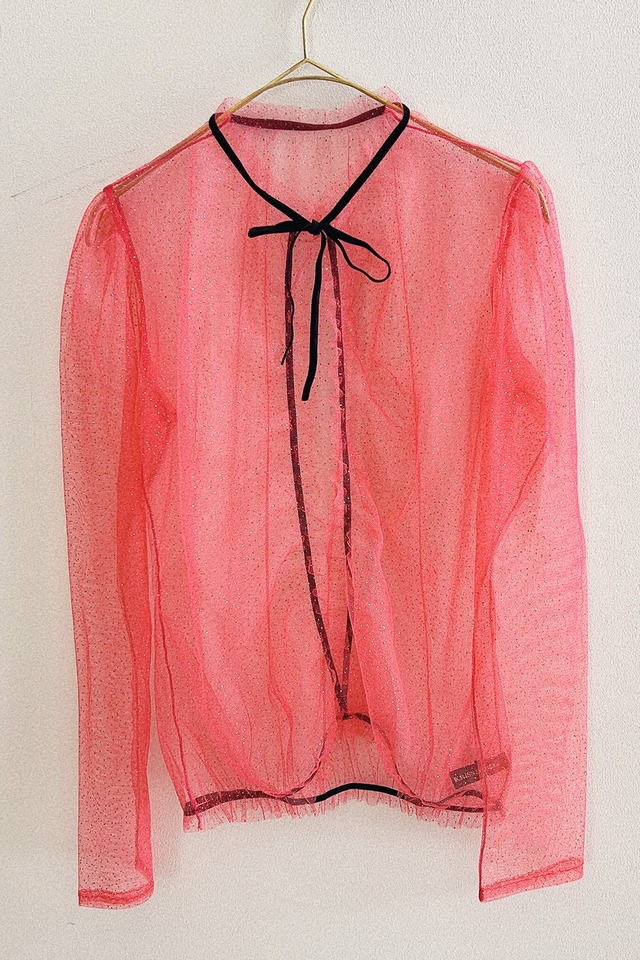 Susan Glitter Tulle Top - Candy Pink/Gold