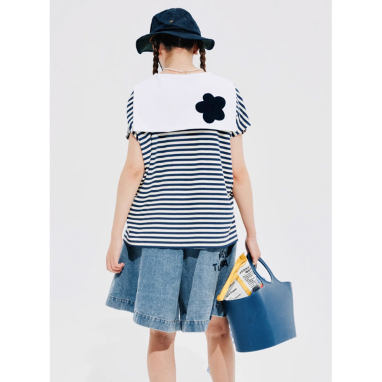 ネイビー×ホワイトボーダー セーラーカラープルオーバー i0335