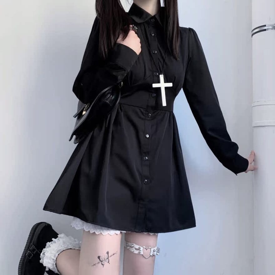 ゴスロリ ワンピース 甘辛 JKファッション 原宿ファッション