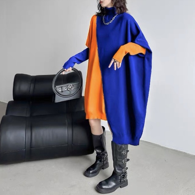 Asymmetric color block one piece【4color】 C1633