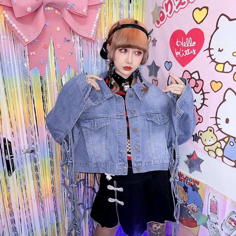 デニム ジャケット あみあみ 可愛い 原宿 渋谷 JK カジュアル