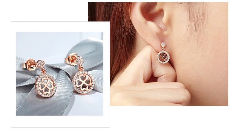 IUHA 【透かし四つ葉のクローバー】ピアス SWAROVSKI スワロフスキー社