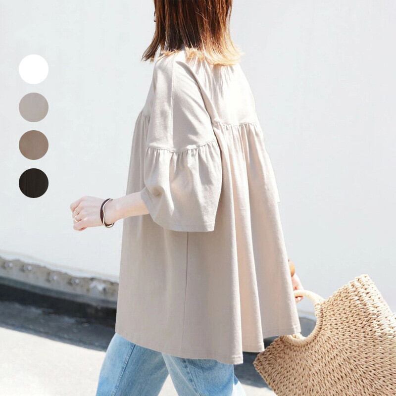 Tシャツ ビッグサイズ コットン ゆるTシャツ ラウンドネック 2022年新作 レディーストップス 着回し