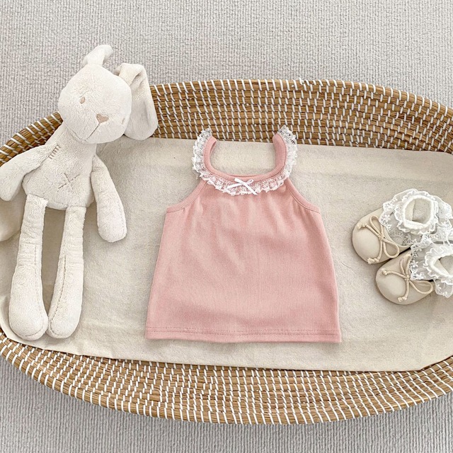 【BABY】レースフリルリボンノースリーブTシャツ - 11