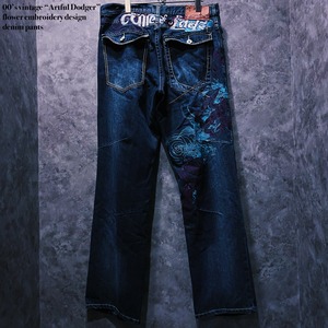 【doppio】00’s vintage “Artful Dodger” flower embroidery design denim pants