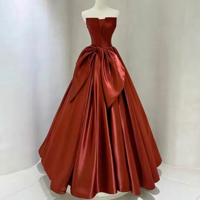 ふんわりリボン サテンドレス 1019