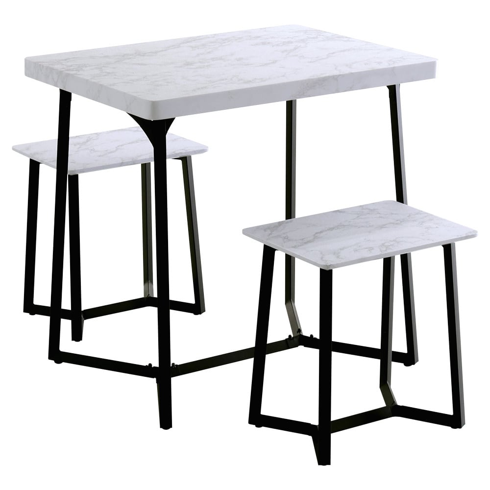 大理石調 ダイニング 3点セット テーブル幅75cm テーブル チェア