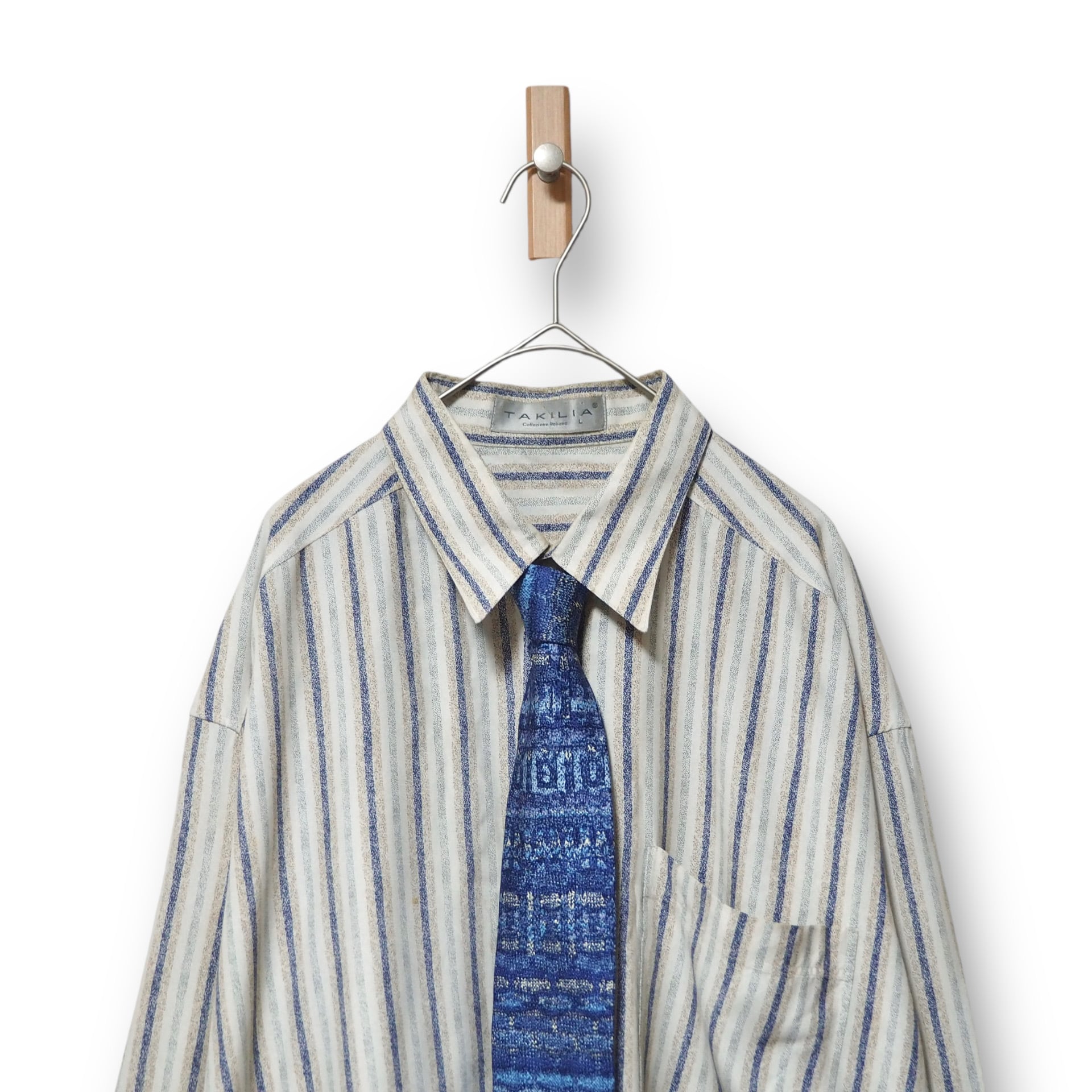 【VINTAGE】長袖デザインシャツ+ネクタイ