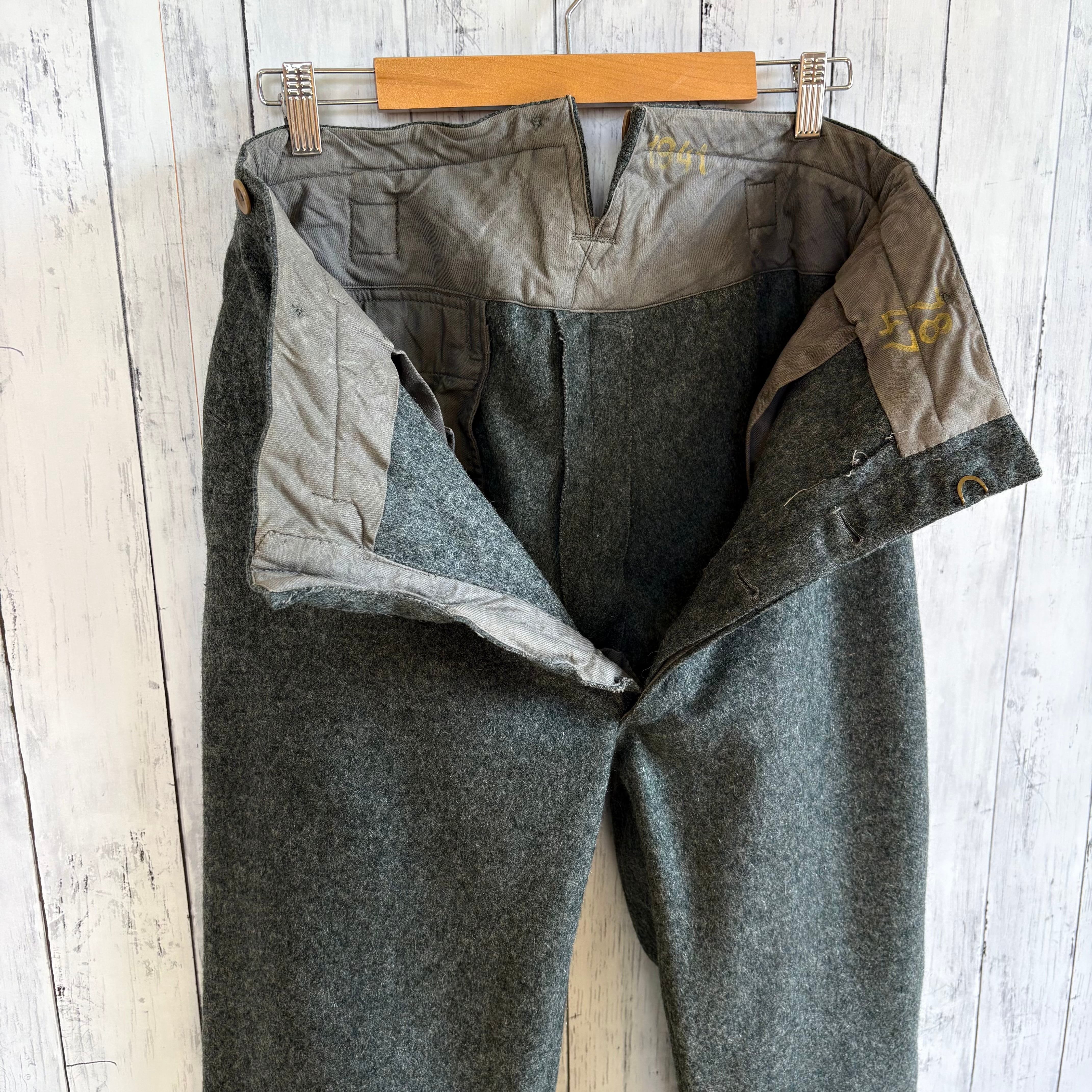 40s ヴィンテージ スイス軍 ウールパンツ サイドラインパンツ