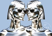 Iron Woman - Twinz|メタリックな女性像を描いたスタイリッシュアートポスター|クールで個性的なモダンインテリアに映える一枚A4ポスター