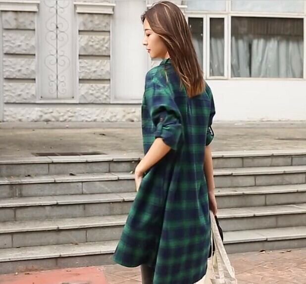おしゃれの定番 チェック柄シャツレディース ゆったりシャツ 綿 襟付き