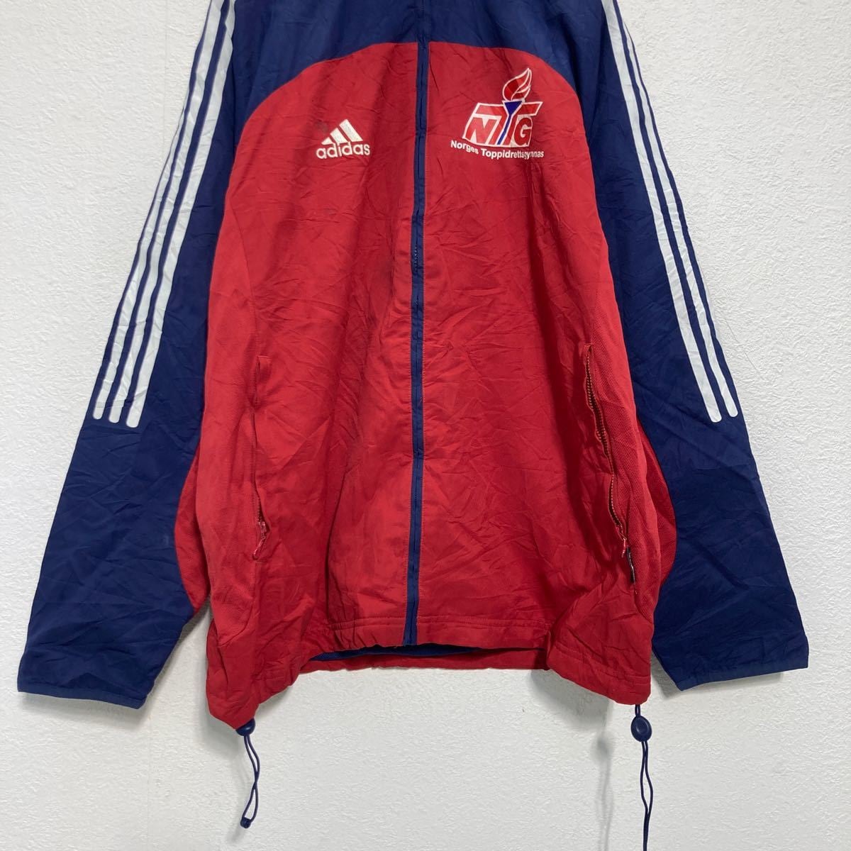 adidas ジップアップジャケット レッド adidas 赤 ジップアップジャケット M レッド刺繍ジップアップ