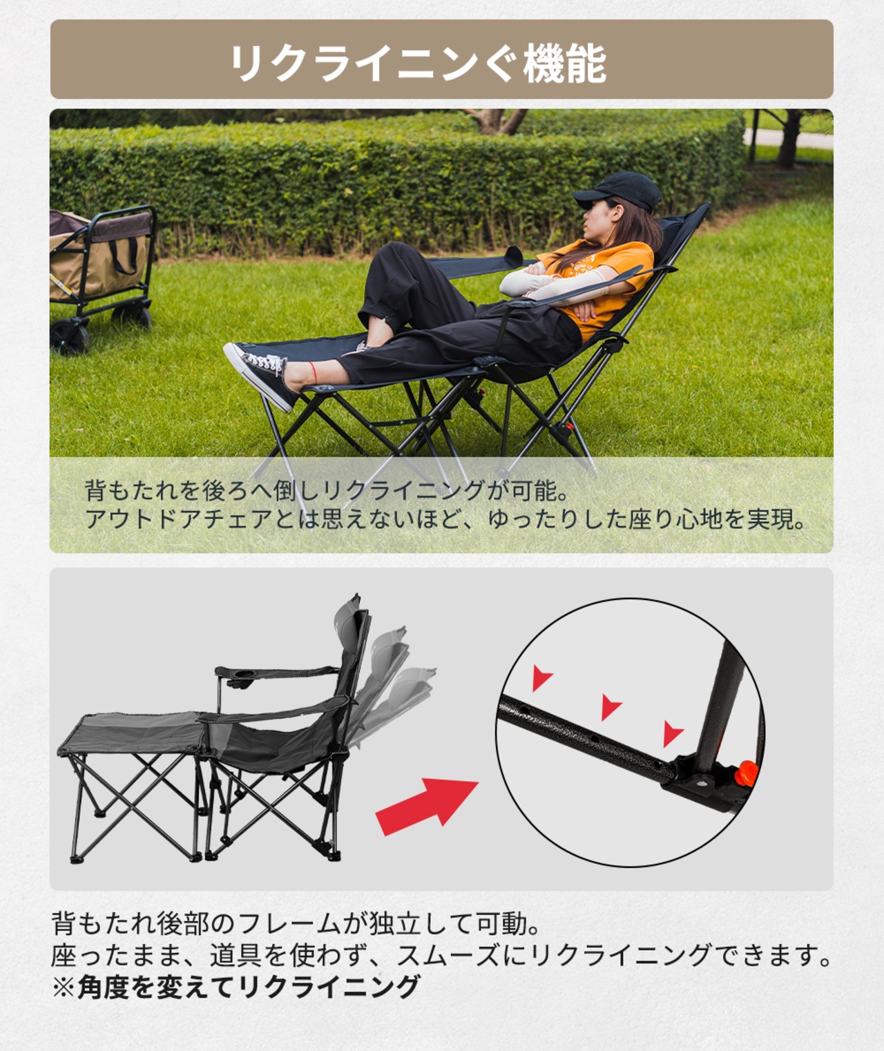 アウトドアチェア キャンプ用折りたたみ 椅子(黒)