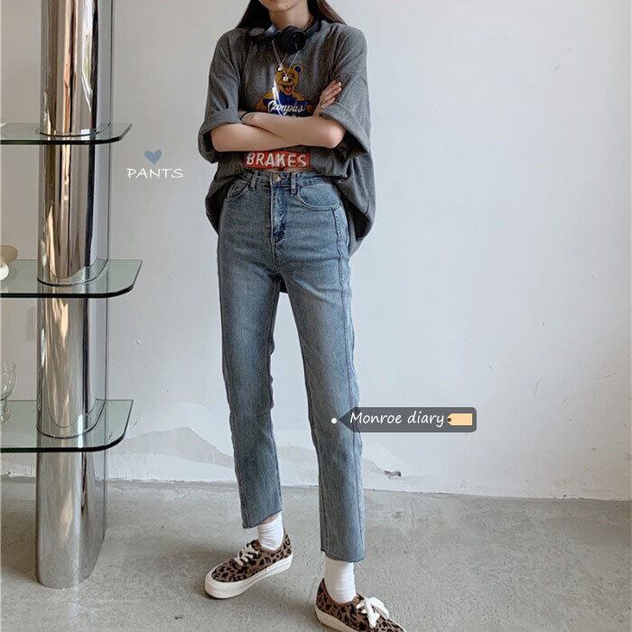 スタンダードジーンズ オータムウィンターパンツ ハイウェスト薄手 レトロ 秋物 冬物 モンロー8777798282