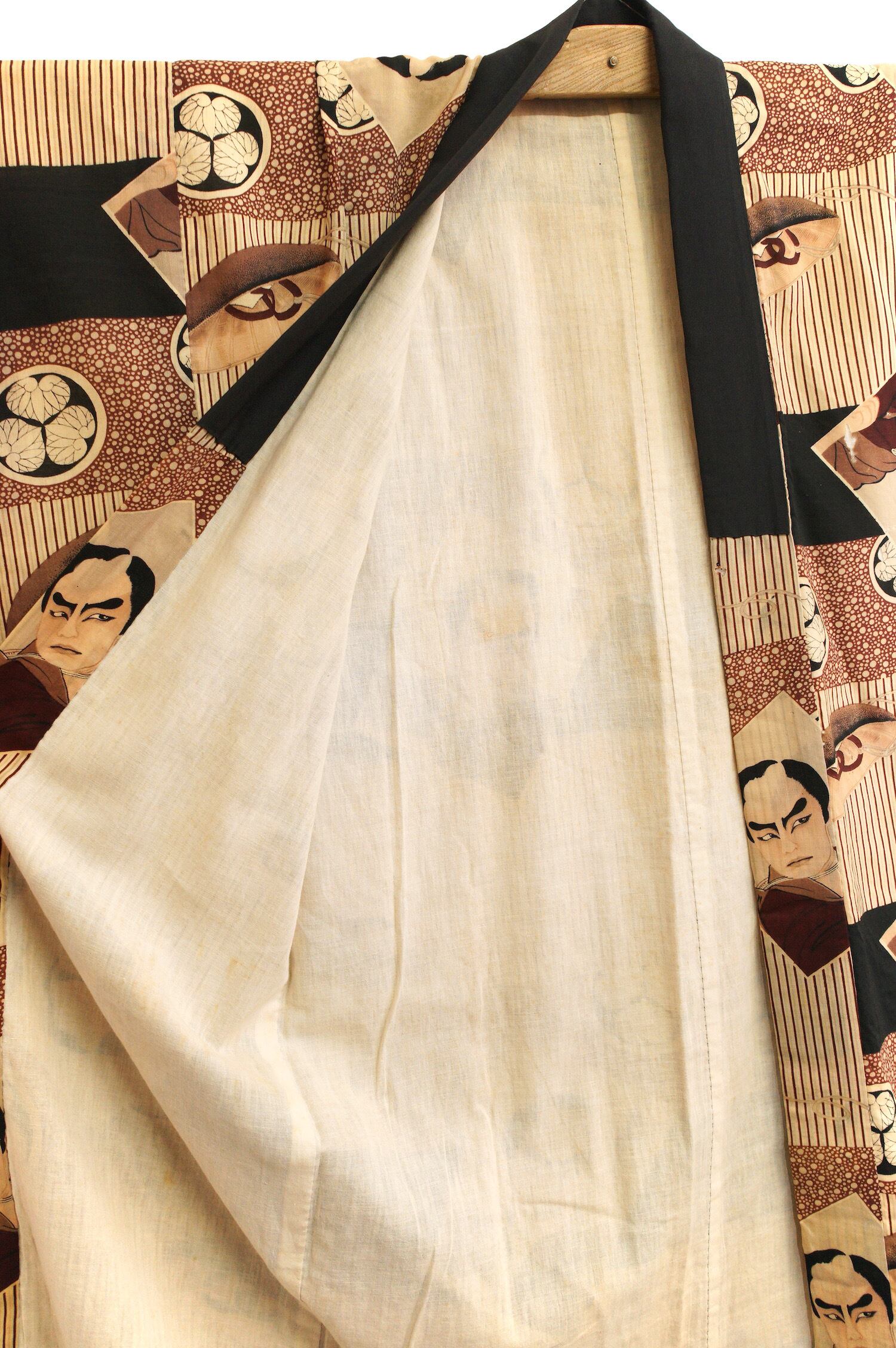 1854 市川左團次 丸橋忠弥 面白柄 歌舞伎役者 男物襦袢 モス