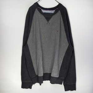 トミーヒルフィガー　グレー　スウェット　トレーナー　ラグランスリーブ　バイカラー