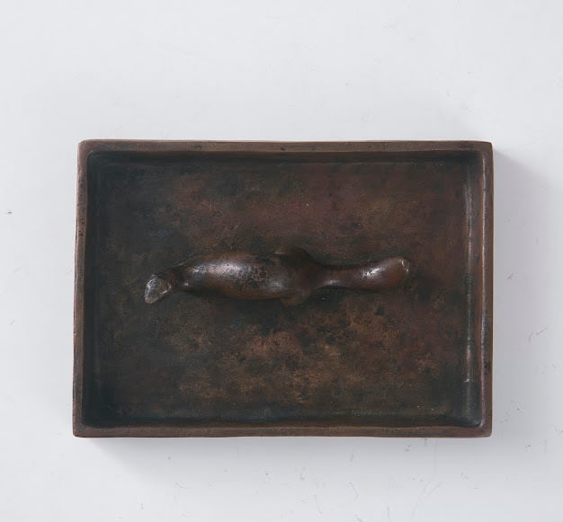 津田信夫 鼬 イタチ 共箱 明治～昭和初期の鋳金工芸作家 東京美術学校