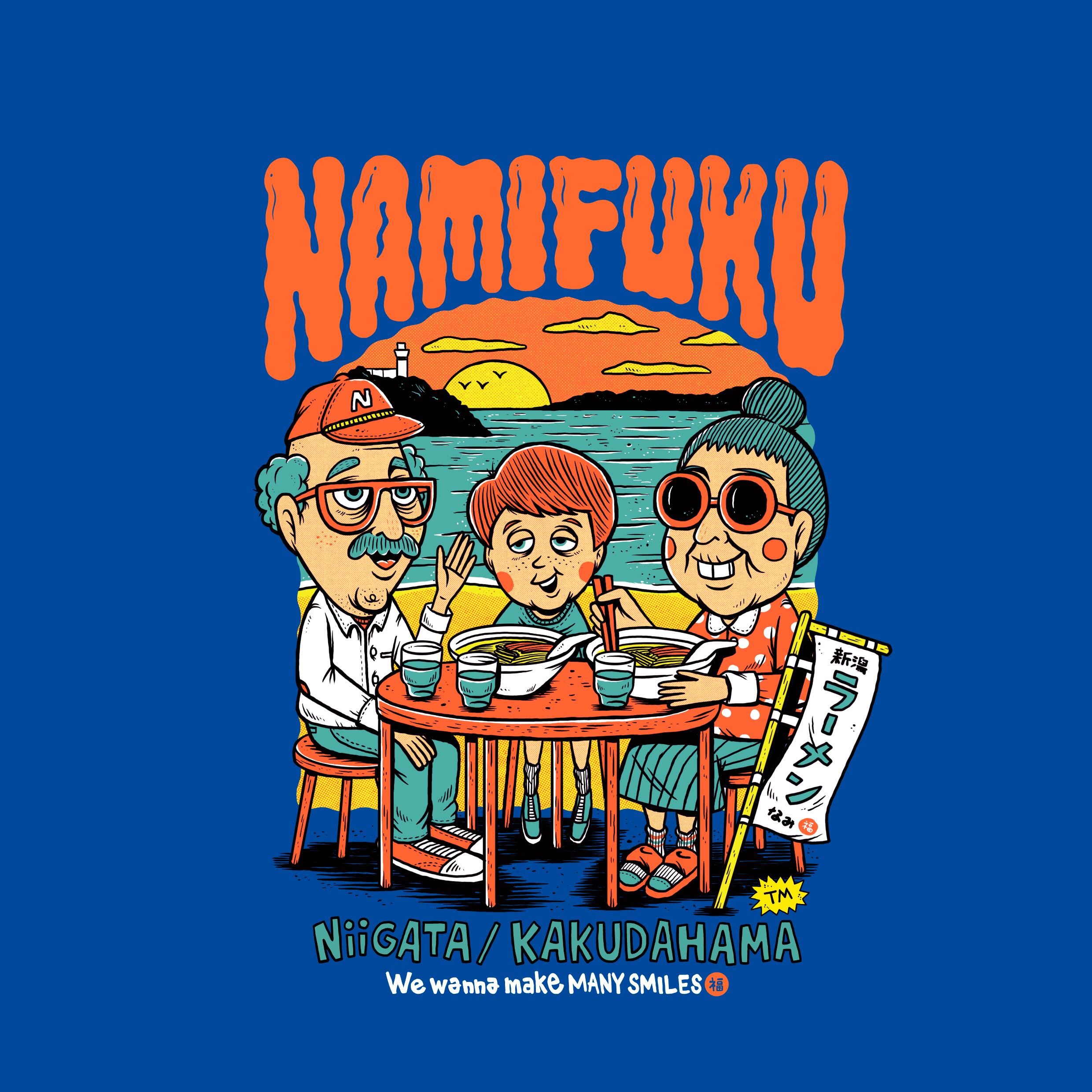 TM paint NAMIFUKU L/S Tシャツ（BLUE）【通常便】 | 新潟ラーメン なみ福