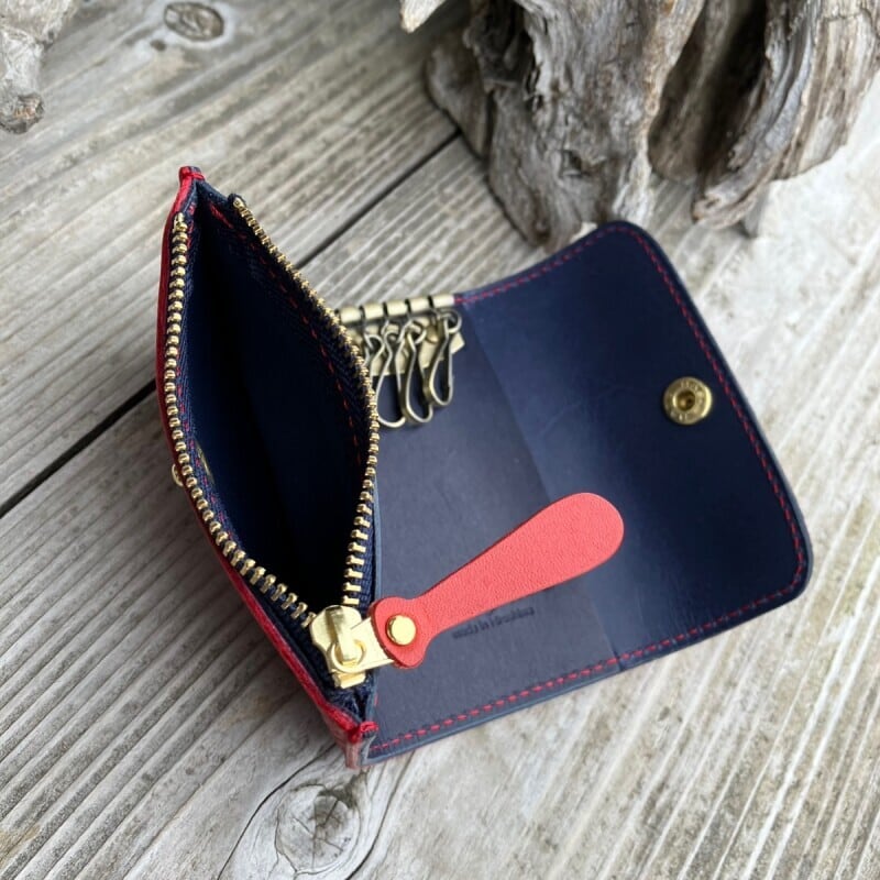 広島ジビエレザー×広島東洋カープ】東広島産鹿革使用☆ミニ財布機能が