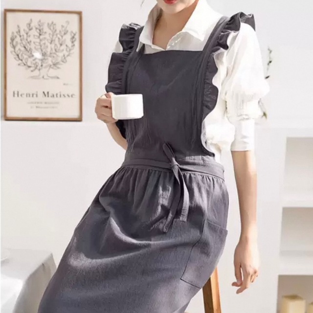 コットンフリルエプロン 5color H032