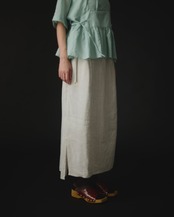 【suie】Bamboo linen skirt/バンブーリネンスリットスカート(シルバーグレー)