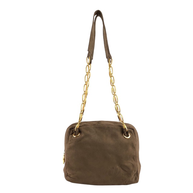 LOEWE ロエベ ショルダーバッグ ブラウン アナグラム スエード チェーン vintage ヴィンテージ オールド a6yan4