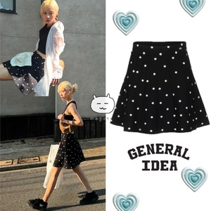 ★aespa ウィンター 着用！！【GENERALIDEA】woman dot flare skirt [black]