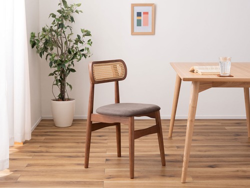 ラタン調ダイニングチェア【チャコール】【完成品】 画像