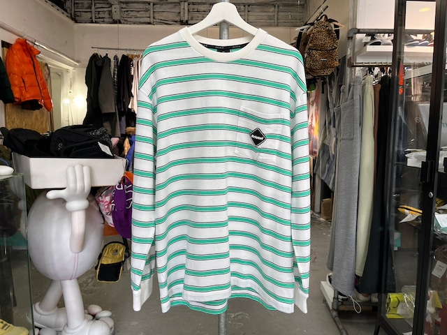 FCRB LS BORDER POCKET TEE WHITE/GREEN XL FCRB-220080 93061