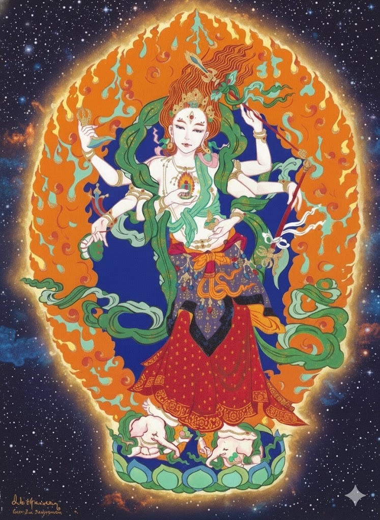 宇宙根源の女神ホワイトマハカラ〈ジークレー複製原画〉 | 龍神画家